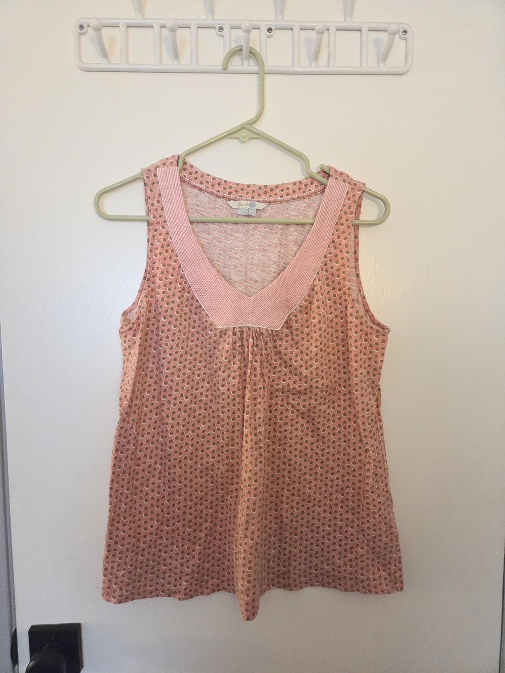 Boden Pink & Gold Polka Dot Sleeveless Cotton Top - Women's US 10 / UK 14